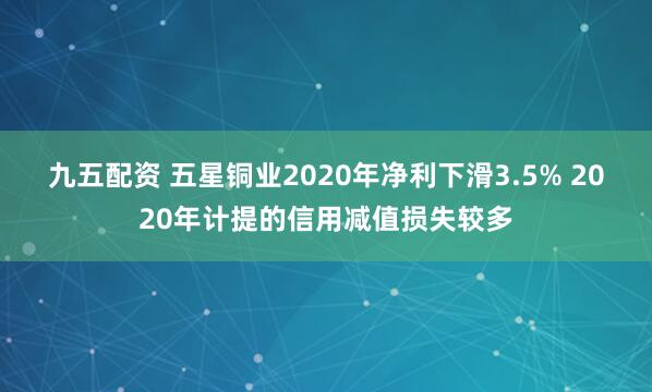 九五配资 五星铜业2020年净利下滑3.5% 2020年计提的信用减值损失较多