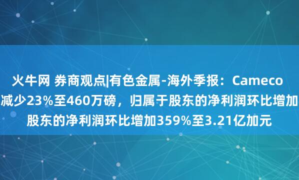 火牛网 券商观点|有色金属-海外季报：Cameco 2025Q2自产铀环比减少23%至460万磅，归属于股东的净利润环比增加359%至3.21亿加元